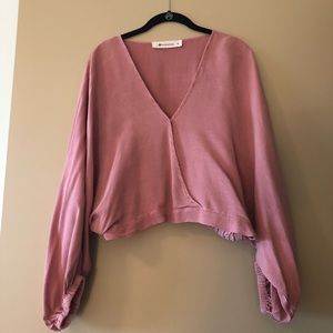 Impeccable Pig dark coral long sleeve crop top